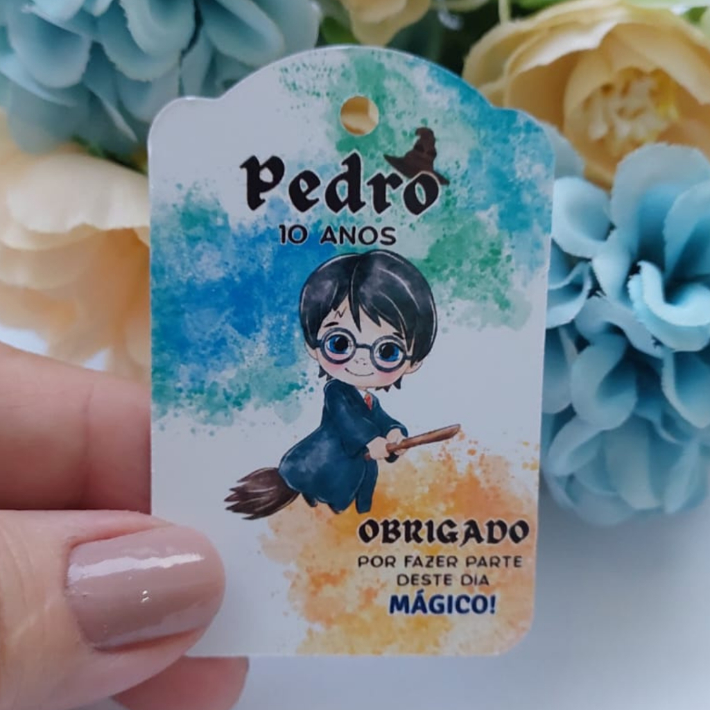TAG DE AGRADECIMENTO HARRY POTTER AQUARELADO/HOGWARTS/ PERSONALIZADA/LEMBRANCINHA DE ANIVERSÁRIO/SACOLINHA/CAIXINHAS/BRI