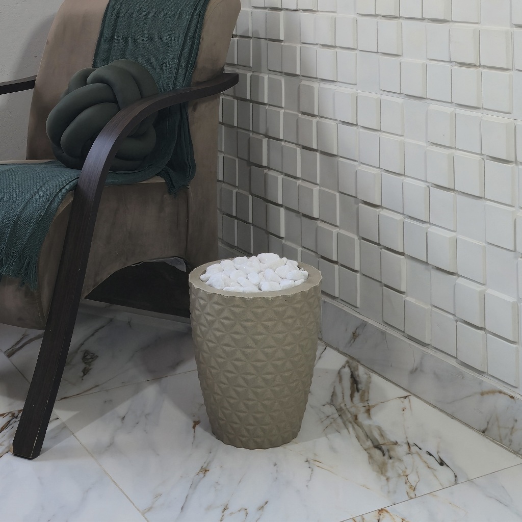 Vaso para Plantas de Polietileno Pedras Brancas Decoração de Jardim Pequeno Grande