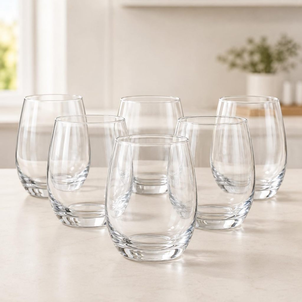 Jogo 6 Copos de Vidro Grosso 465ml Reforçado Para Água Suco Drinks