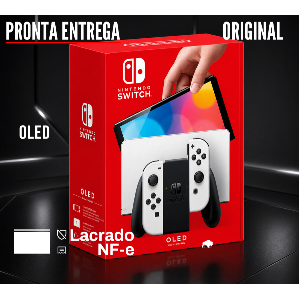 Nintendo Switch OLED 64GB Standard Com Joy-con Branco Lacrado