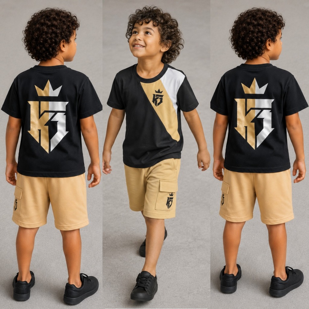 Conjunto Infantil Menino Verão Roupa Infantil Algodão Bermuda Confortável