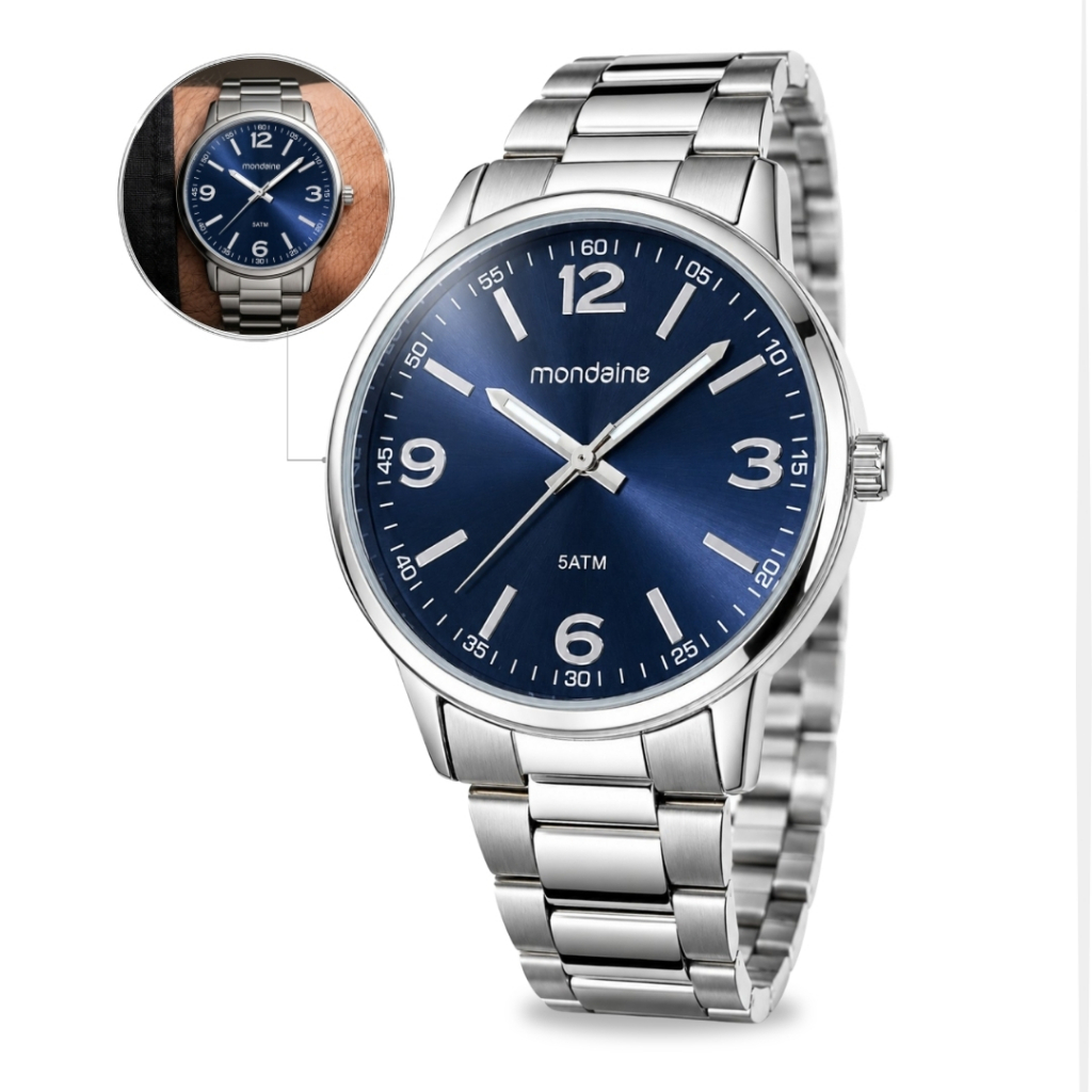 Relógio Mondaine Masculino De Pulso Analógico Visor Fosforescente A Prova D'água Original