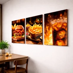Quadros Placas Decorativas Mdf Hamburguer Batata Lanchonete