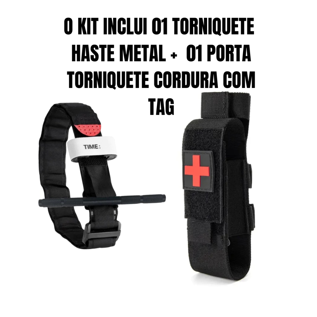 Kit Torniquete Tático APH Metálico EXTRA FORTE + Porta Torniquete Modular Cordura 1000D EDC IFAK