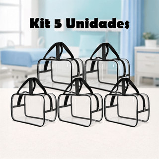 Necessaire Transparente Enfermagem Preta Organizador Porta Medicamentos Hospitalar Higiene Pessoal