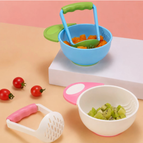 Pote de Papinha Bebê Com Amassador Frutas Legumes Comida Infantil