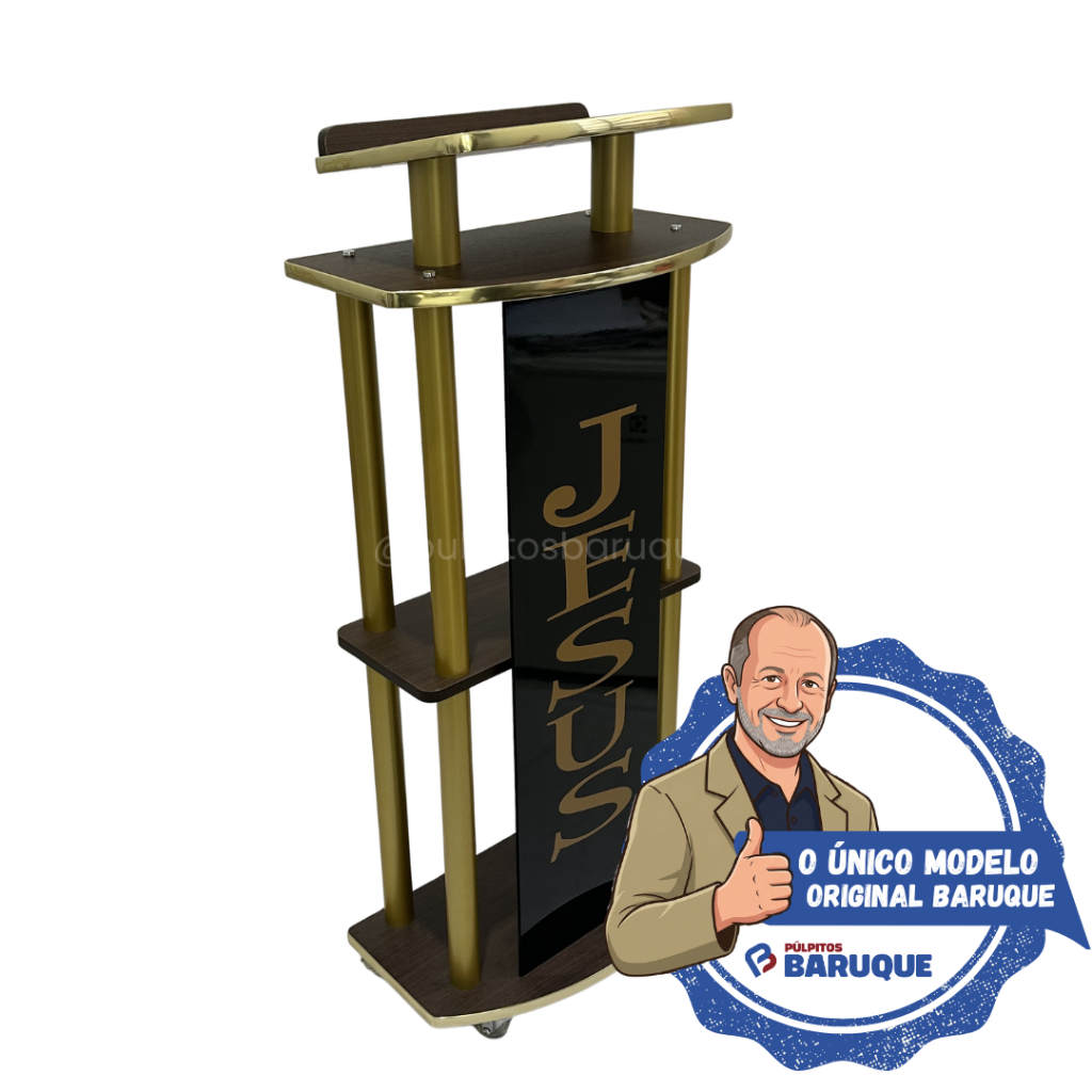 Púlpito Para Altar Igreja Modelo M06 MDF Marrom Original Baruque