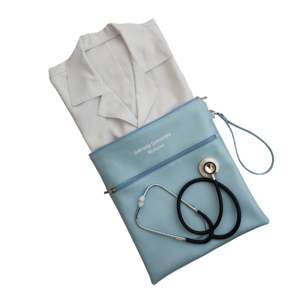 Porta jaleco e estetoscopio enfermagem area da saude veterinaria medica Impermeável