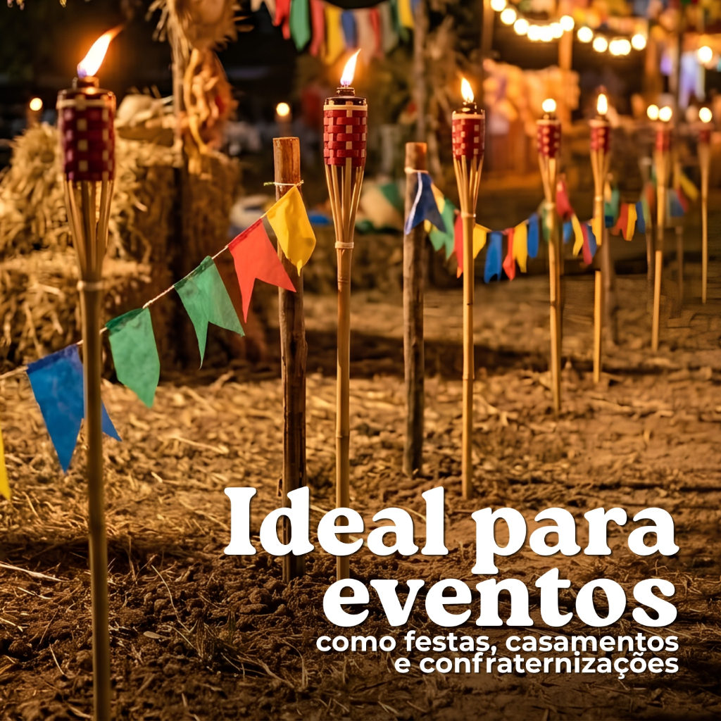 kit c/2, 4 ou 6 tochas de bambu, iluminação, decoração, p/ festa junina, jardim, fogo, luz — imagem 2 de 2