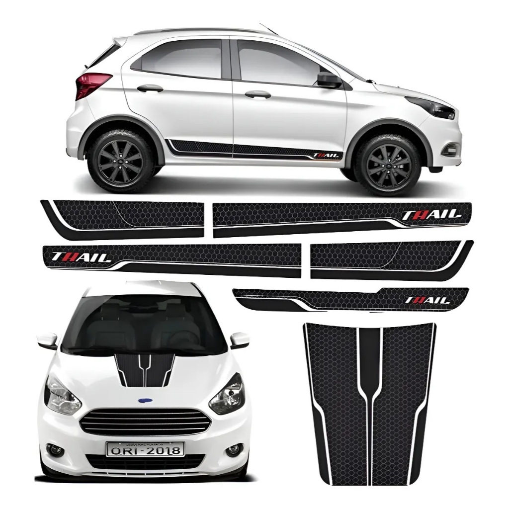 Adesivo Ford Ka Trail Kit Faixa + Adesivo Do Capô 2018 Preto