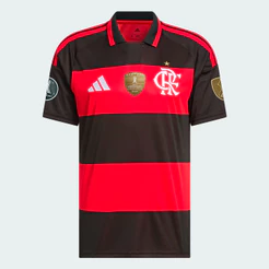 Manto Flamengo Masculina Jogo 1 Adidas 2026 + Kit Patches CAMPÉON Libertadores 2025