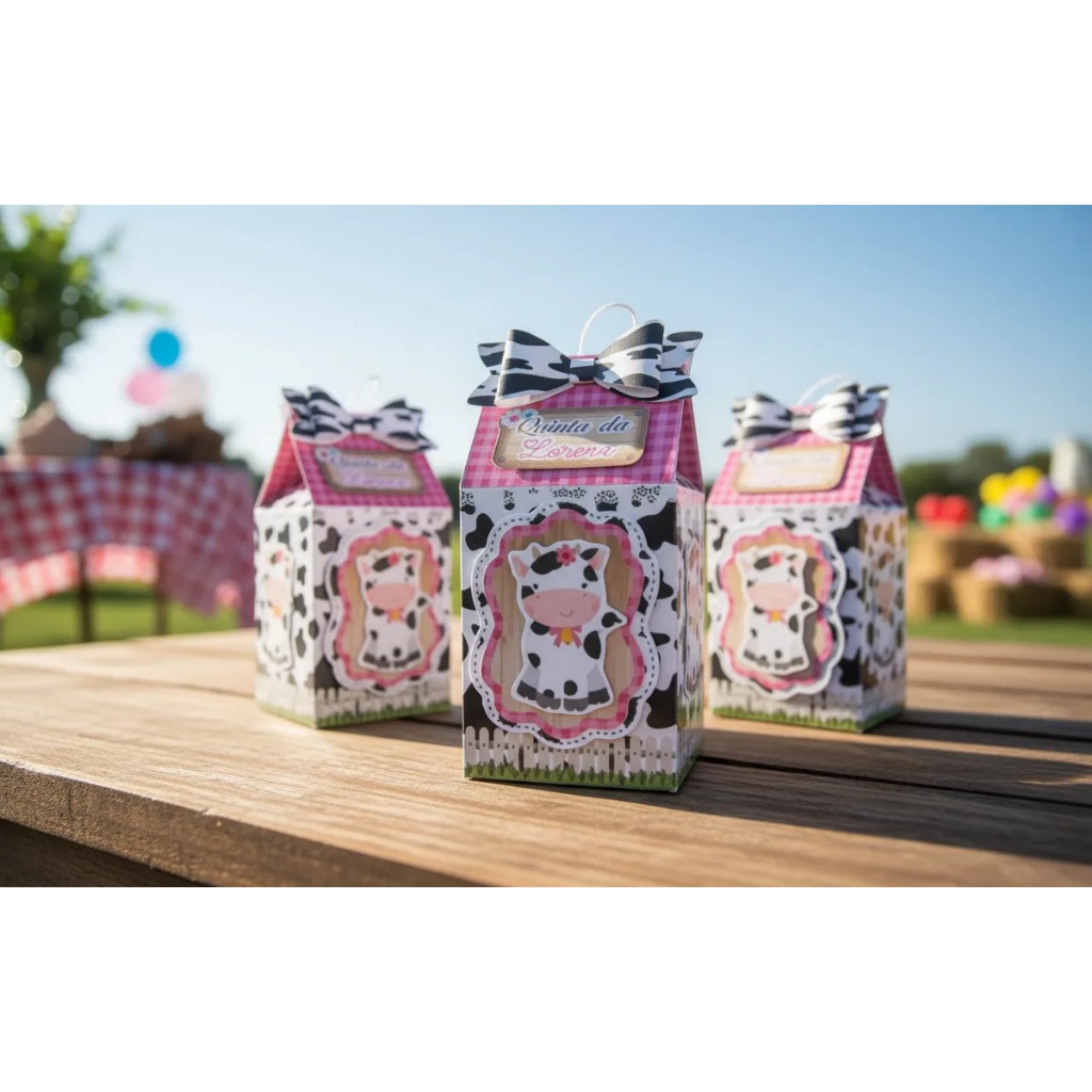 10 Lembrancinhas De Aniversário Caixa Milk Fazendinha personalizados kit festa infantil