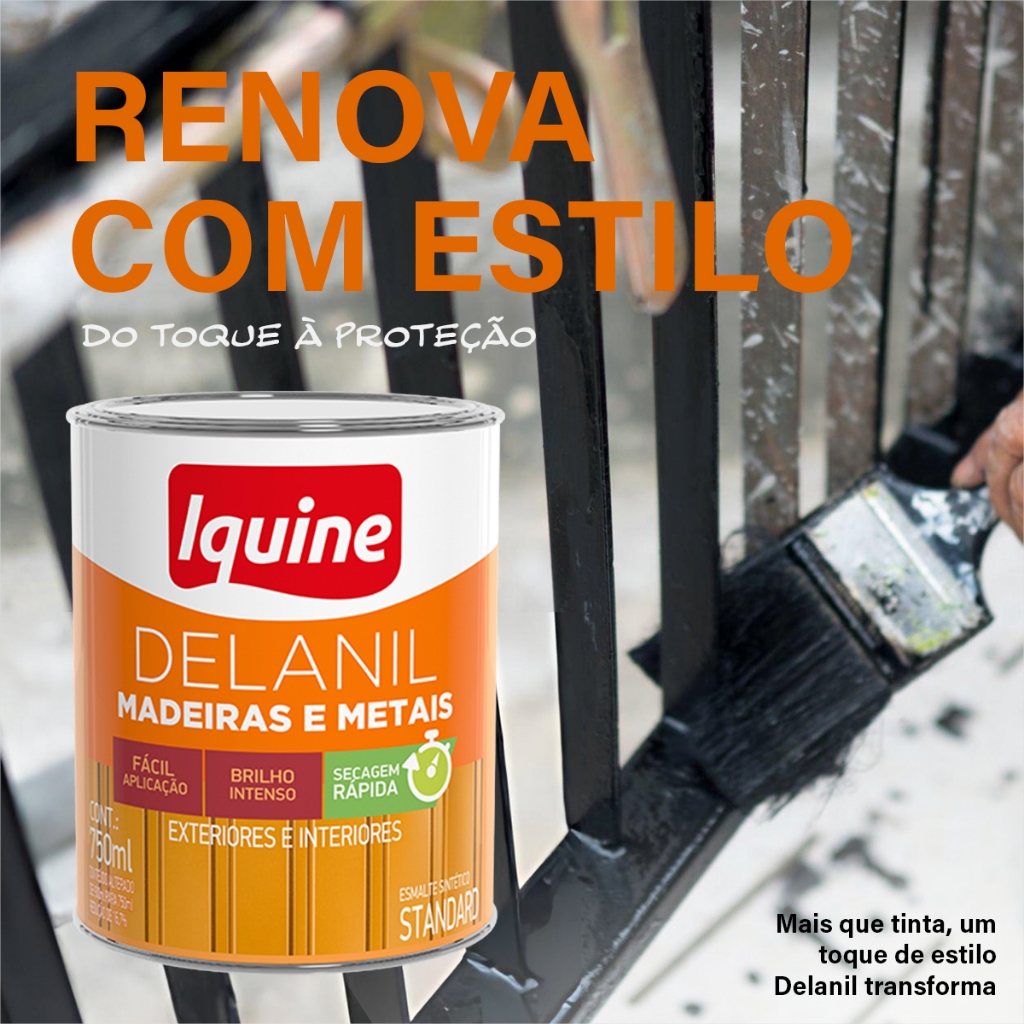 Delanil Madeiras e Metais Alto Brilho Esmalte Sintético Standart Galão 750ml Secagem Rápida Iquine