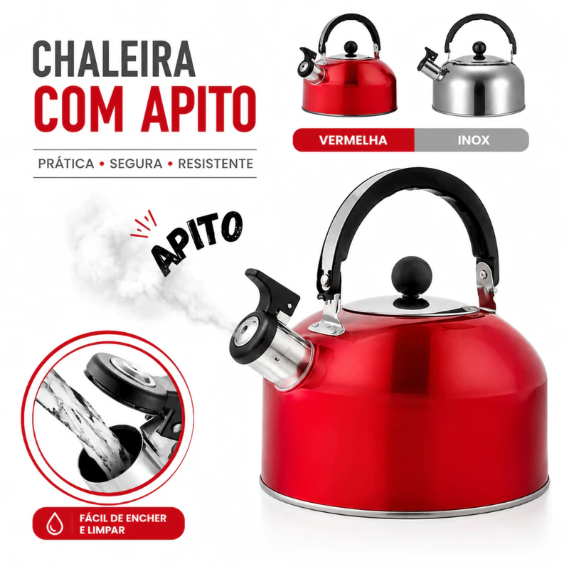 Chaleira Inox com Apito: Só R$ 27,99! 🔥