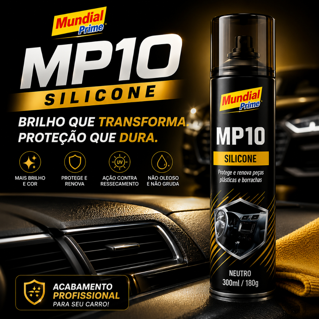 Silicone Spray Neutro MP10 300ml Mundial Prime Proteção Brilho Balões Renova Borrachas Peça Plástica