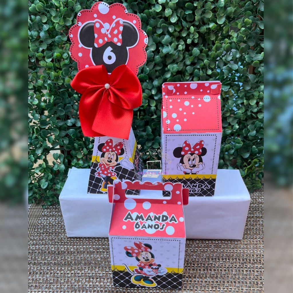 Lembrancinha personalizada Minnie vermelha caixinha aniversario kit festa mimos decoração de aniversario Minnie vermelha