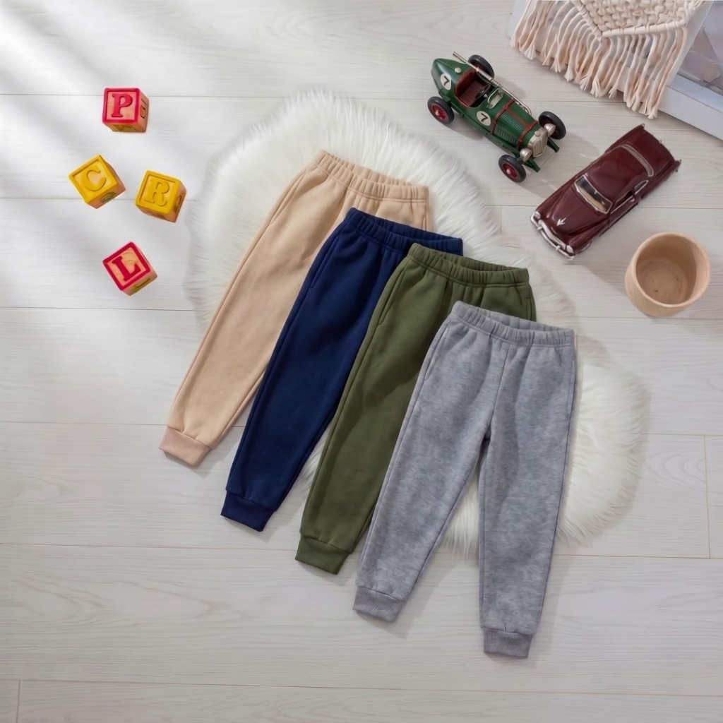 Kit 2 Calça Moletom Infantil Masculino Inverno Punho Forrada Flanelada Quente Lisa do 1 ao 16 anos
