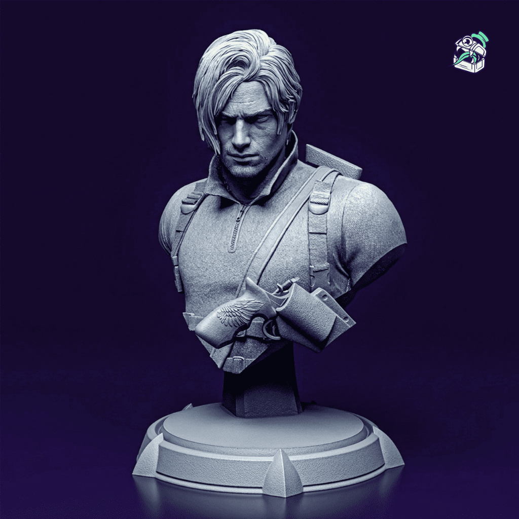 Busto Leon S.Kennedy | Resident Evil Requiem | Colecionável Action Figure 14cm (Sem Pintura)
