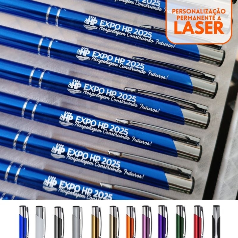 30 100 Canetas Premium Metal Personalizadas a Laser Kit Evento Corporativo
