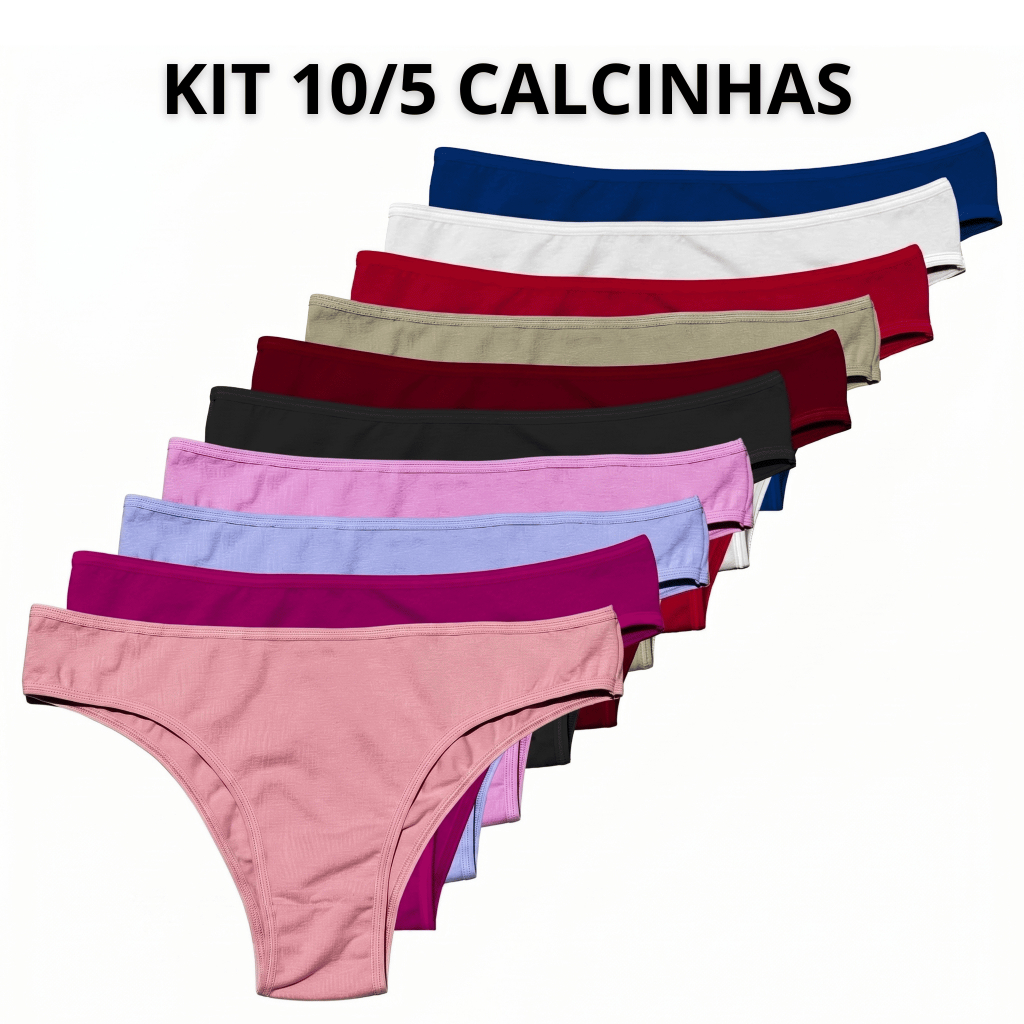 Kit 10 Calcinha Feminina 100% Algodão Conforto Premium Tanga