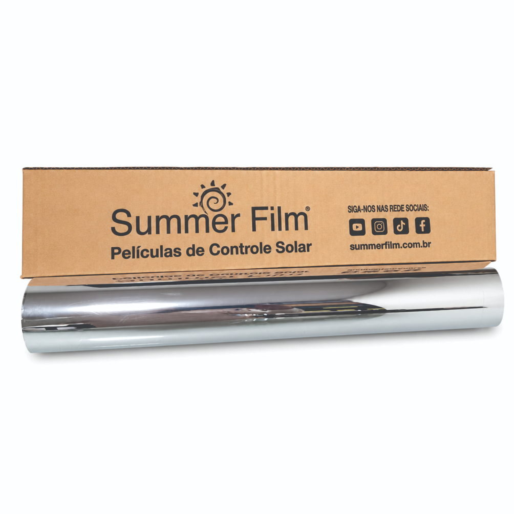 Insulfilm Espelhado 1m Película Prata Smoke G5 Residencial Porta Janela Box Privacidade Redução de Calor