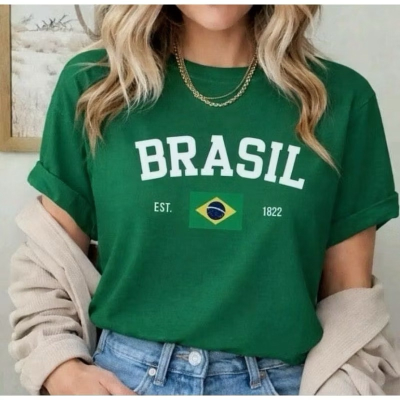 Camiseta Brasil Unissex 100% Algodão Seleção Brasileira Copa do Mundo
