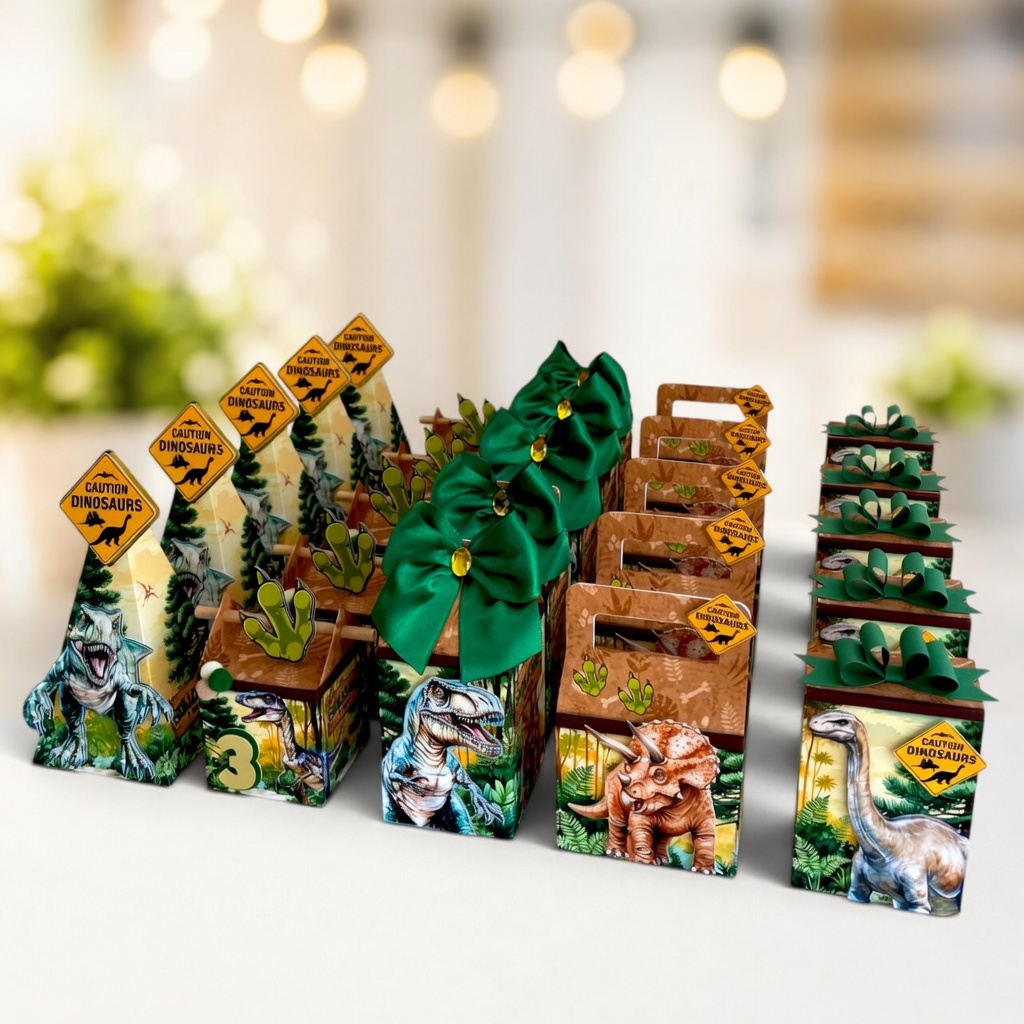 Kit Caixinhas Semi Luxo Dinossauros/Jurassic Park Lembrancinha Festa Aniversário Personalizados