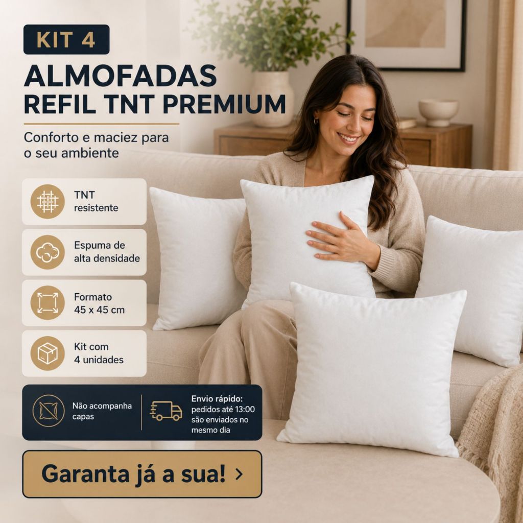 Kit 4 Almofada Sofá Enchimento Almofada Espuma 45cm Travesseiro Pluma de Ganso Almofada Para Cadeira