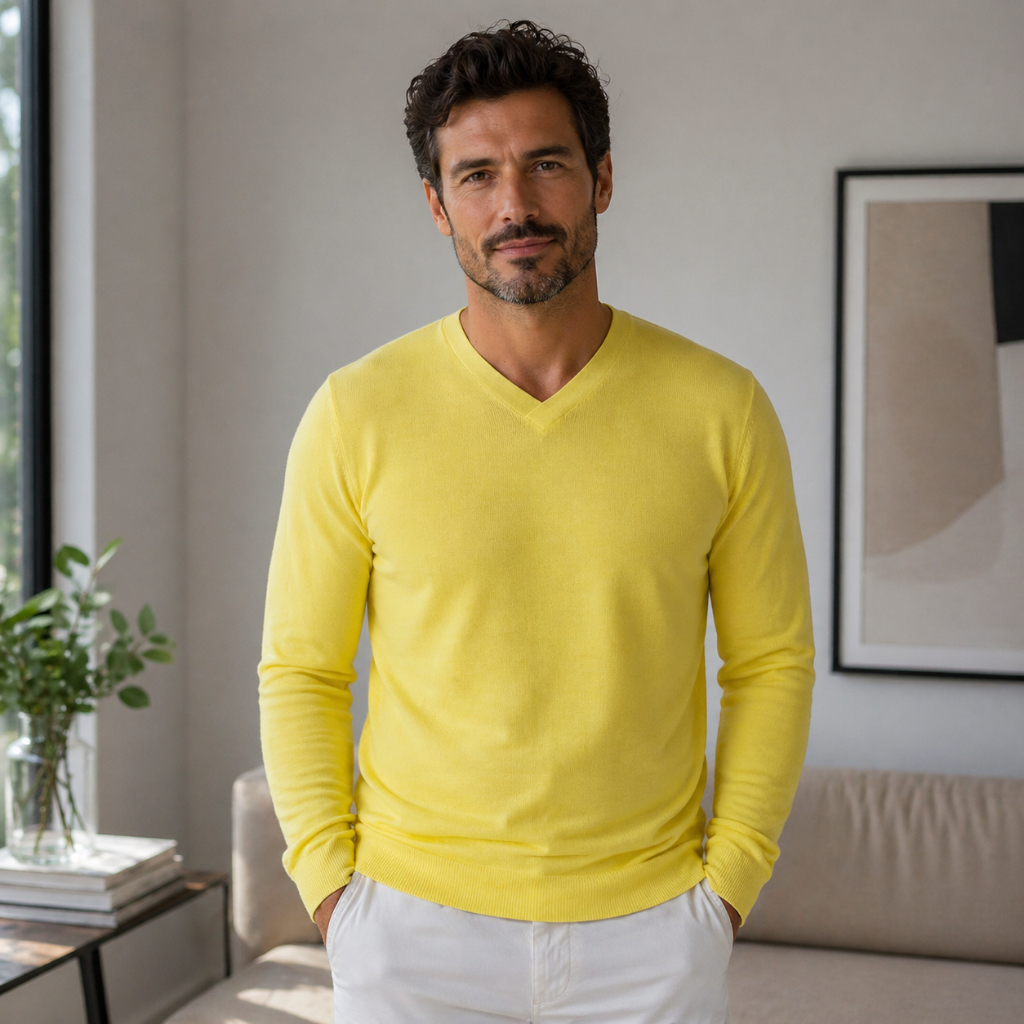 Blusa Suéter Masculina de Frio | Suéter Masculino | Pullover de Tricot Inverno Manga Longa Gola V