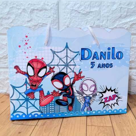 Sacolinha Personalizada M - SPIDEY E SEUS AMIGOS  aniversário, Lembrancinha, Festa Infantil.