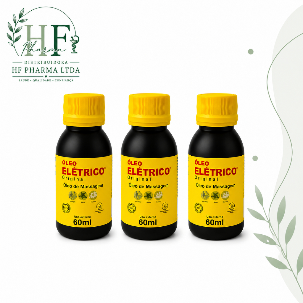 Kit 3 unidades - Melhor Óleo para Massagem - ÓLEO ELÉTRICO ORIGINAL 60ml.