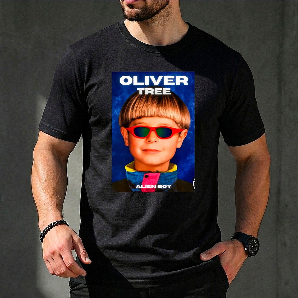 Camiseta Masculina Homenagem Oliver Tree Alien Boy Estampada 100% Algodão Preta Casual Dia a Dia