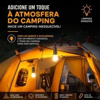Lâmpada LED USB Recarregável Curuvaviva – Portátil, à Prova d’Água, Ideal para Camping, Pesca e Emergência.