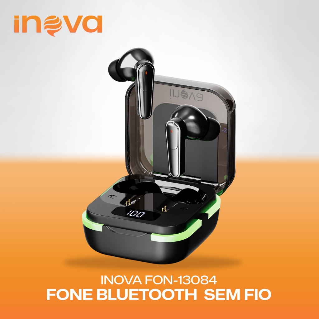 INOVA FON-13084 Fone de Ouvido Sem Fio Estéreo Som HD Conexão Rápida Bateria Longa Duração