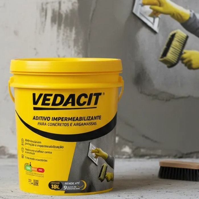 Impermeabilizante Balde 18 litros VEDACIT Aditivo Impermeabilizante Concreto Sapata Argamassa