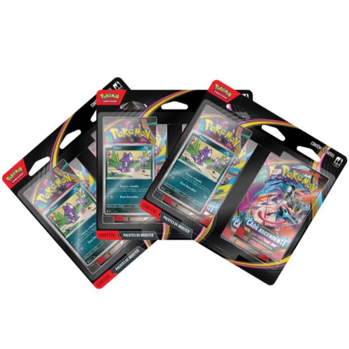 Blister Quádruplo Pokémon TCG Caos Ascendente, Mega Greninja, AZ, Cinccino, Roxie, Mega Dragalge, Pikachu