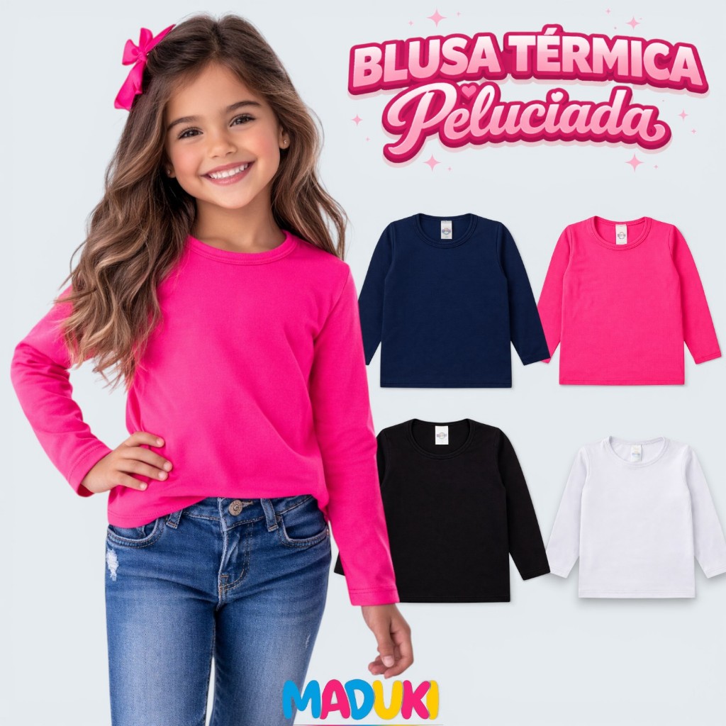 Kit 2 Blusas Térmicas Infantil Menina Peluciadas Inverno 1 ao 14