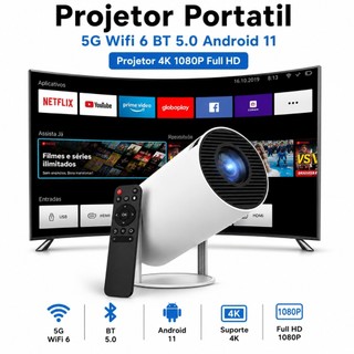 Projetor Portatil 5G Wifi 6 BT 5.0 Android 11Projetor 4K 1080P Full HD Suporte 8000 Lumen…