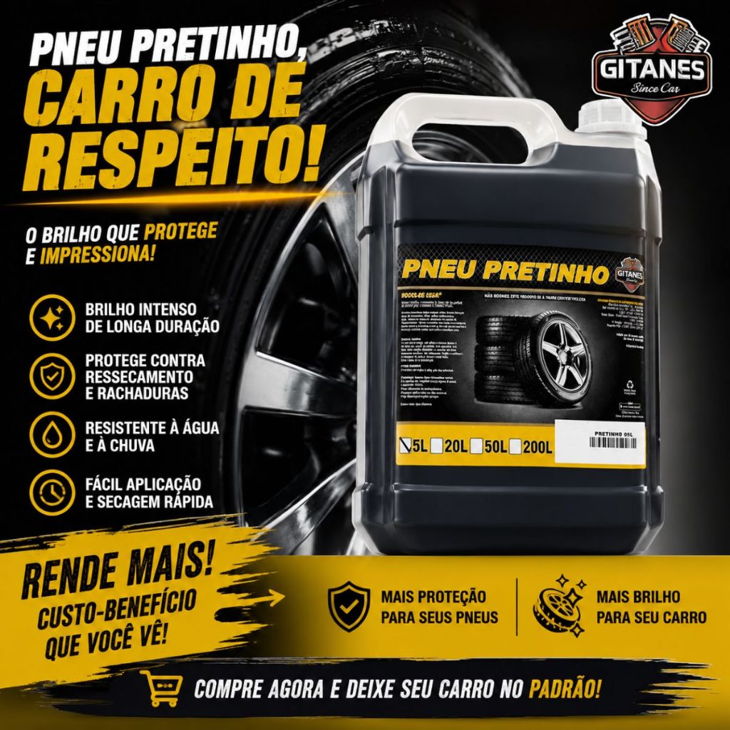 Pneu Pretinho Líquido 5 Litros Gitanes Cor:Roxo