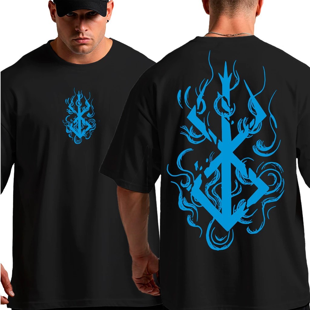 Camiseta Oversized Berserk Sacrifício Simbol Grande Algodão Streetwear Academia