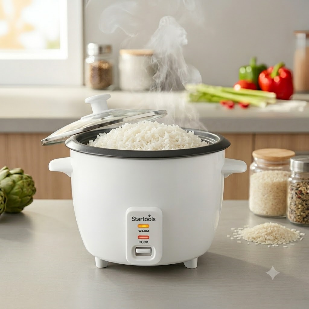 Panela Elétrica Arroz 1,3L Cozimento Rápido 5 Xícaras Branca 127/220v Legumes e Ovos a Vapor