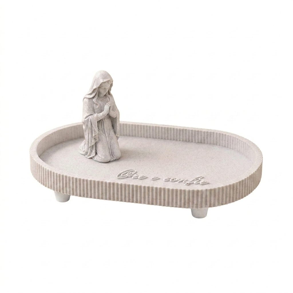 Porta Terço Nossa Senhora Bandeja Decorativa Religiosa Presente Católico Terço Rosário Oração