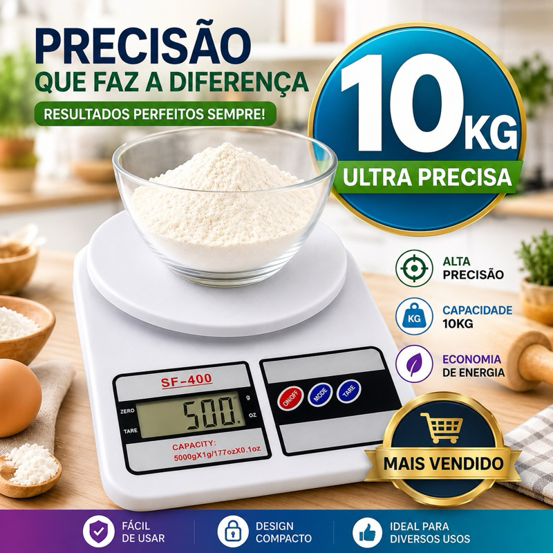 Balança Digital Cozinha 10Kg Balança de Precisão Digital Balança de Alimentos Cozinha