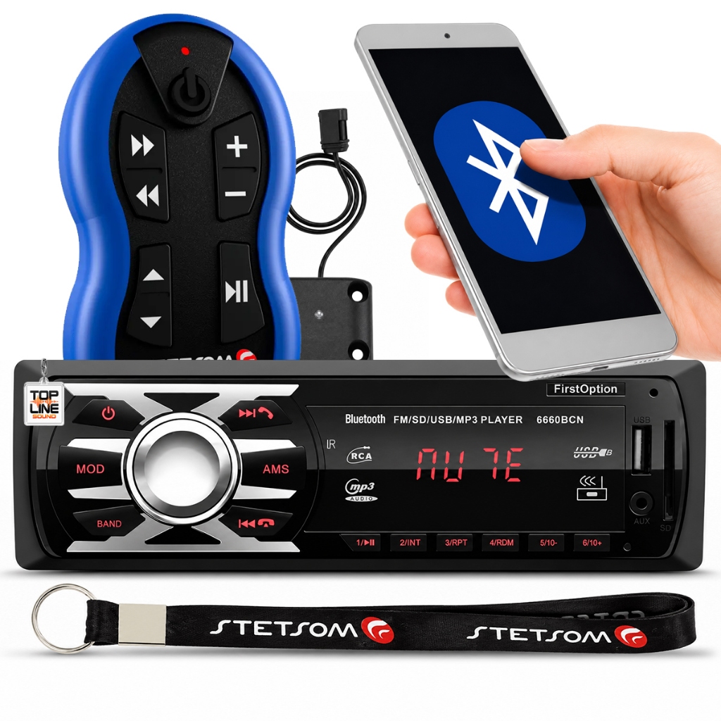 Som Automotivo Rádio para Carro Pendrive USB Bluetooth Leitor Cartão SD RCA Controle Longa Distância