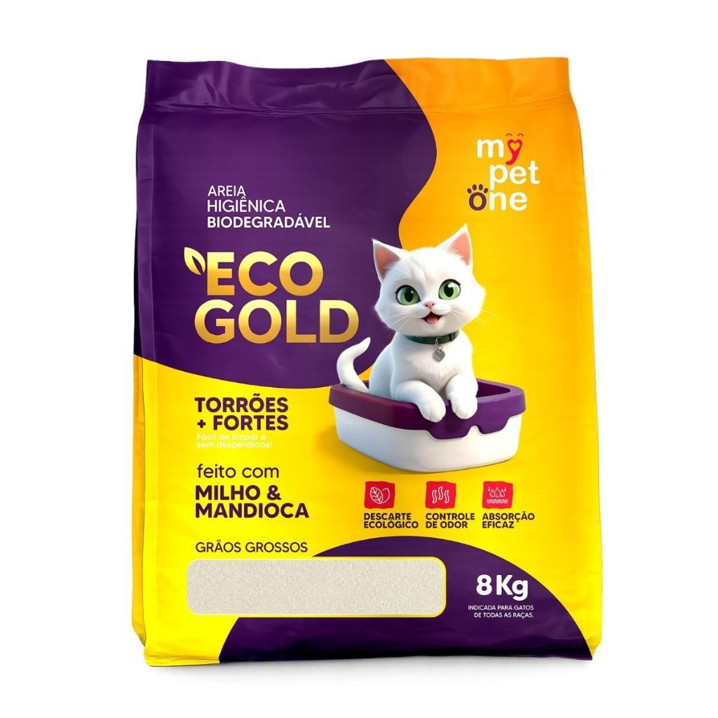 Areia Eco Gold Biodegradável 8 Kg Grossa MyPetOne