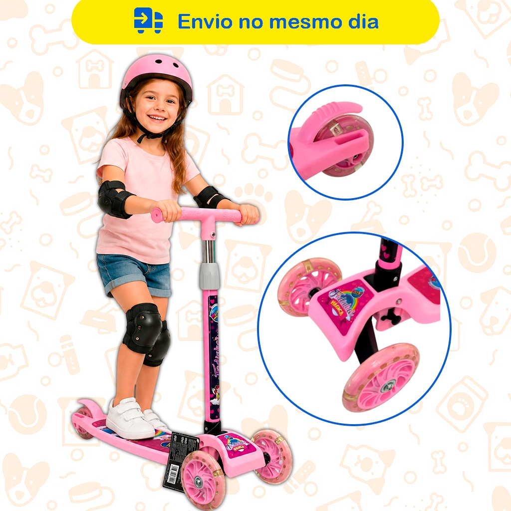 Patinete Infantil 3 Rodas De Led Dobrável Scooter Crianças Triciclo