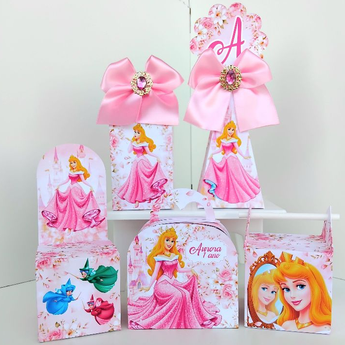 Kit Caixas Personalizados Princesa Aurora Bela adormecida DESMONTADO / Lembrancinha de festa / Aniversário