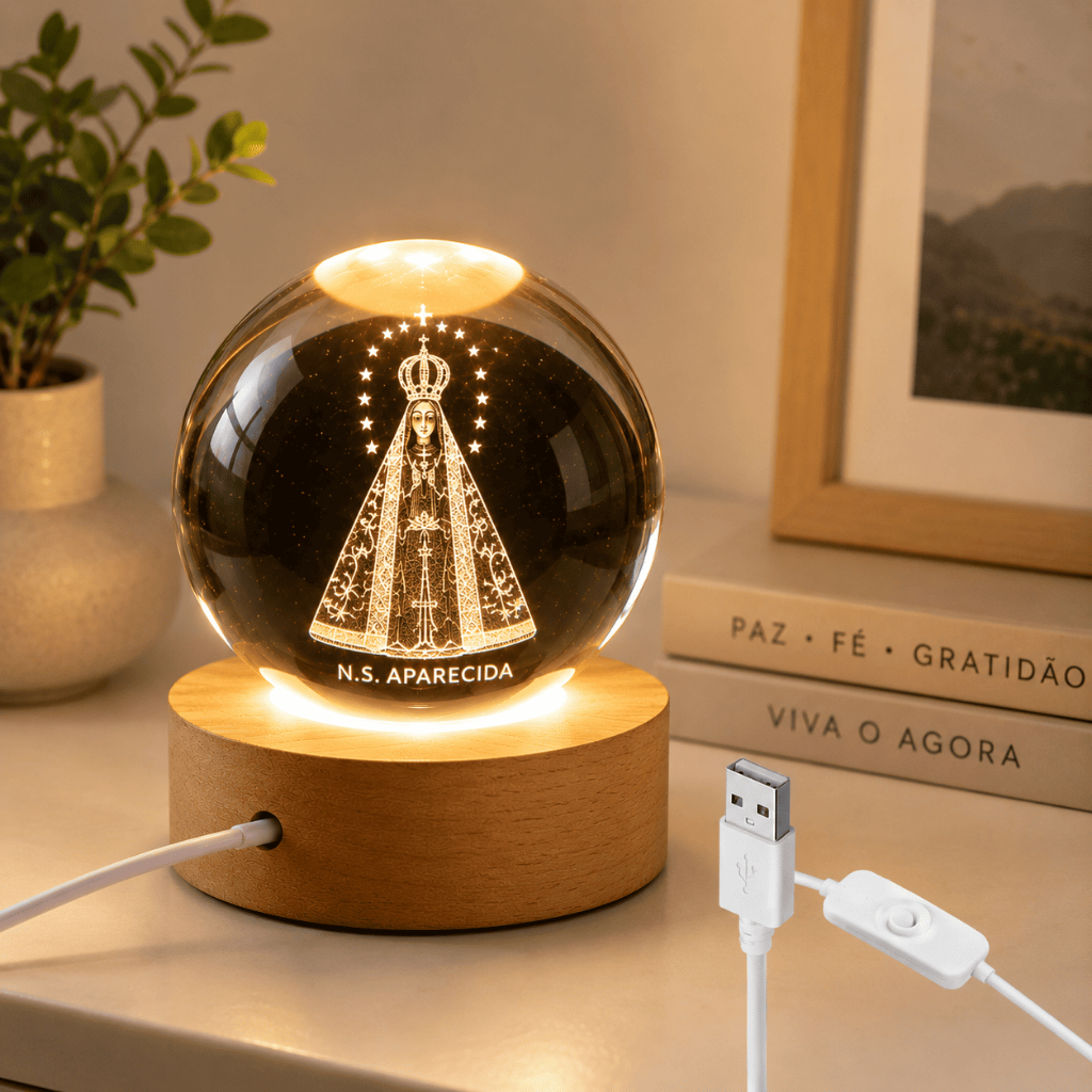 Luminária Decorativa Nossa Senhora Aparecida Cristal 3D LED 35232APARECIDA