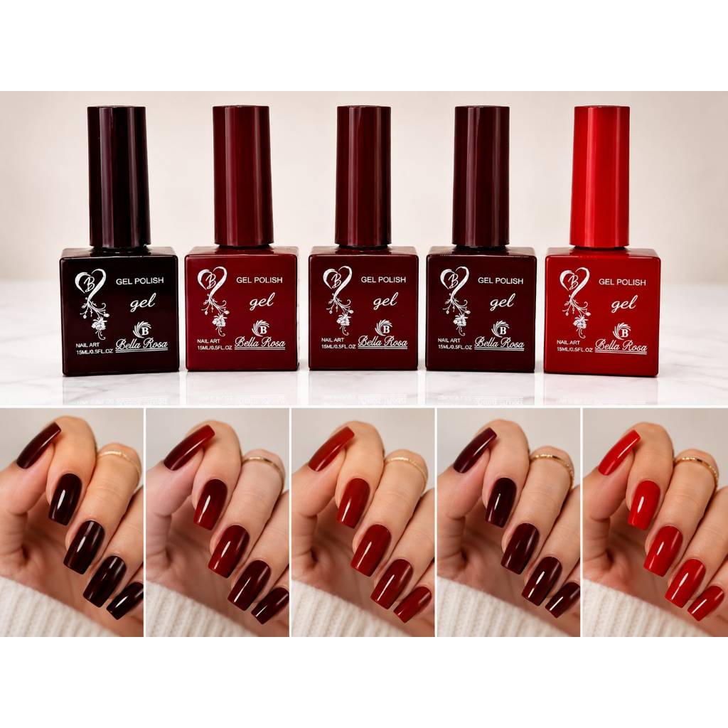 KIT COM 5 OU ESMALTES BELLA ROSA QUADRADO nail gel polish 15 ml UV/Led SECA CABINE UNHA EM GEL SEM TPO