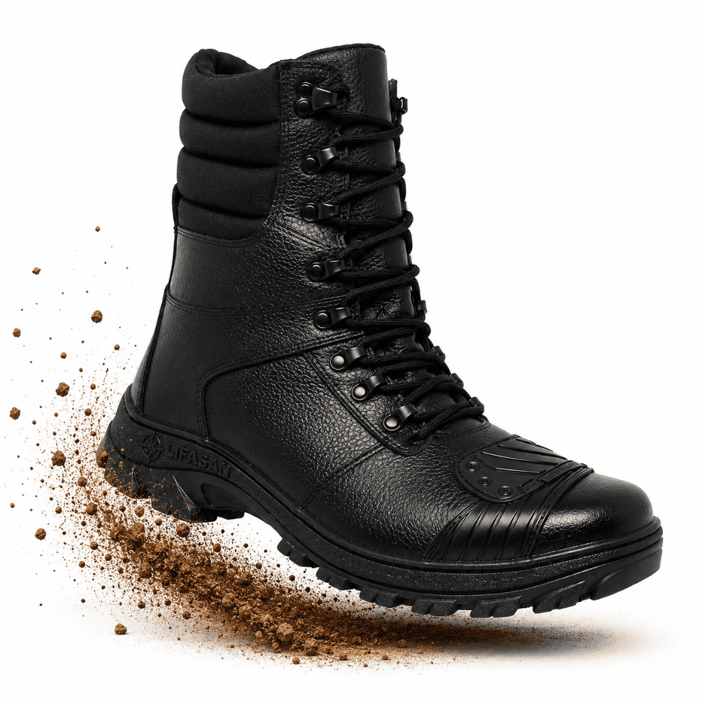 Coturno Militar Bota Masculino Couro Legítimo Impermeável Tático Cano Alto Tratorado Resistente